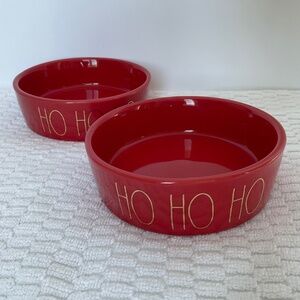 Rae Dunn by Magenta - Red HO HO HO Small Pet Food/Water Bowls - 2-Pack